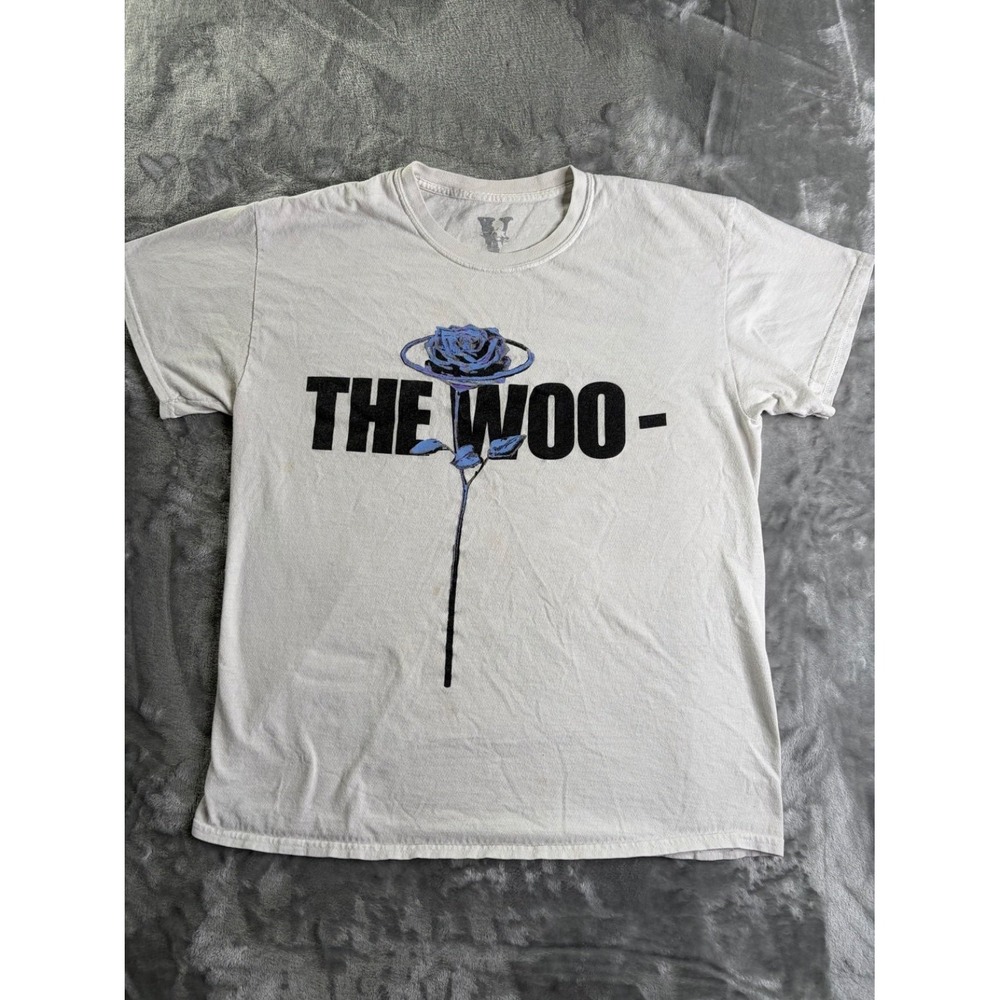 Vlone x Pop Smoke The Woo Rose Graphic T-Shirt White Men's Size L 2020 Used